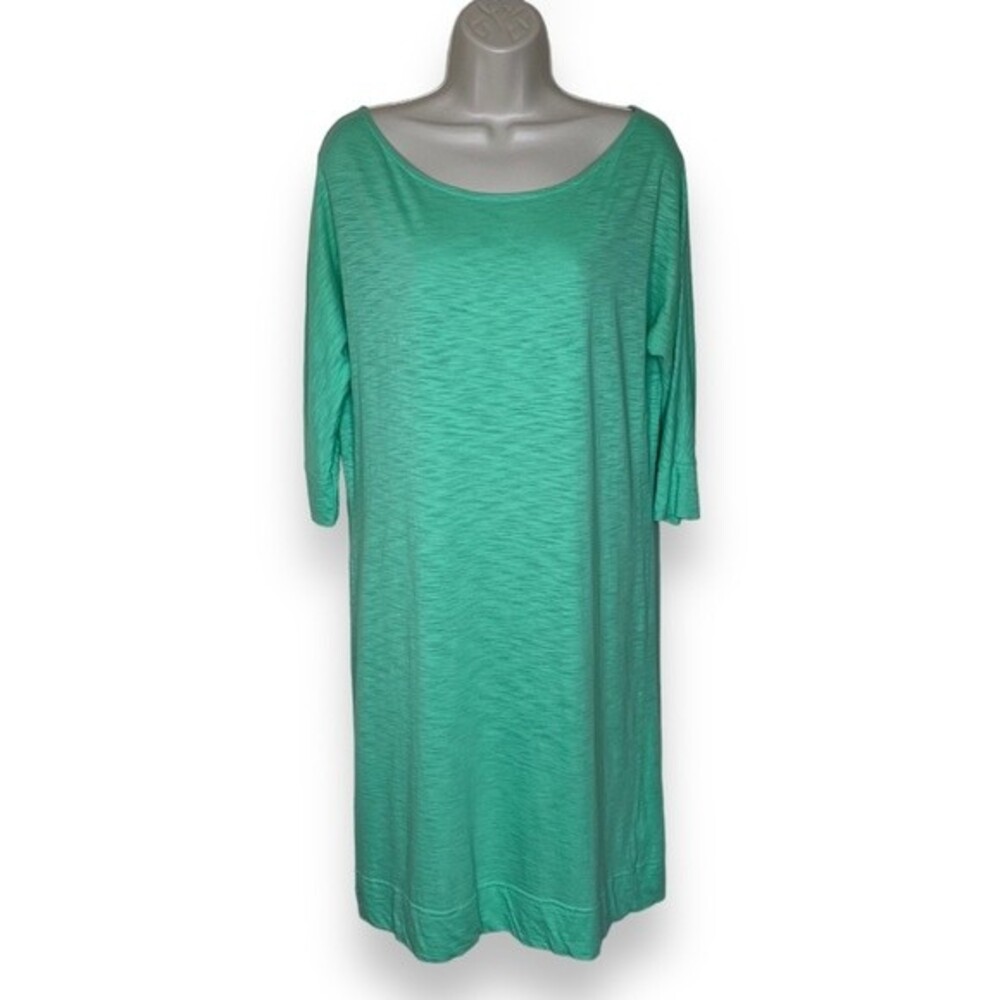 Lilly Pulitzer Cassie Shift Dress Pima Slub Cotton Boat Neck Green Women Medium